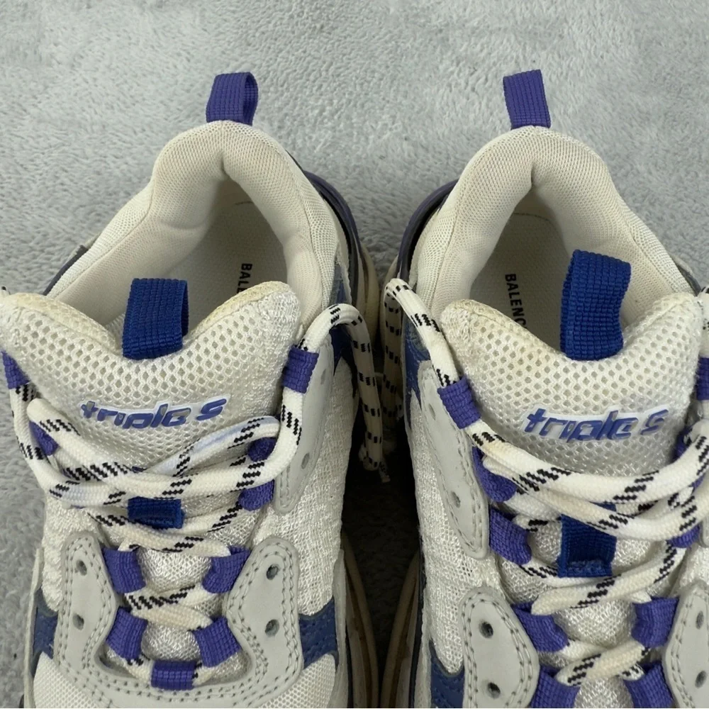 Balenciaga Triple S White Purple Women Size 7 - Picture 4 of 16